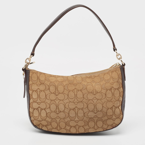 COACH Beige/Brown Signature Canvas and Leather Chelsea Hobo - Picture 4 of 8